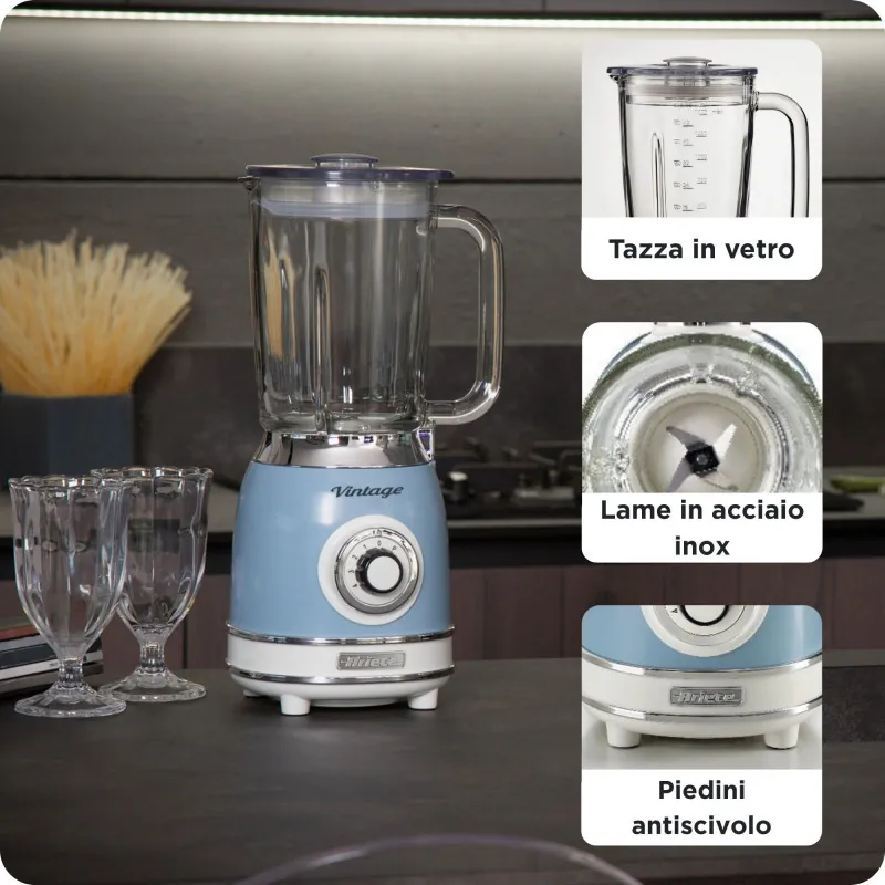 Blender with Glass Cup Vintage Blue