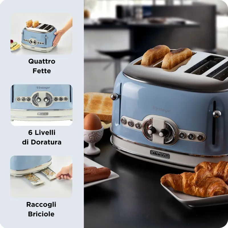 Toaster 4 slices Vintage Blue