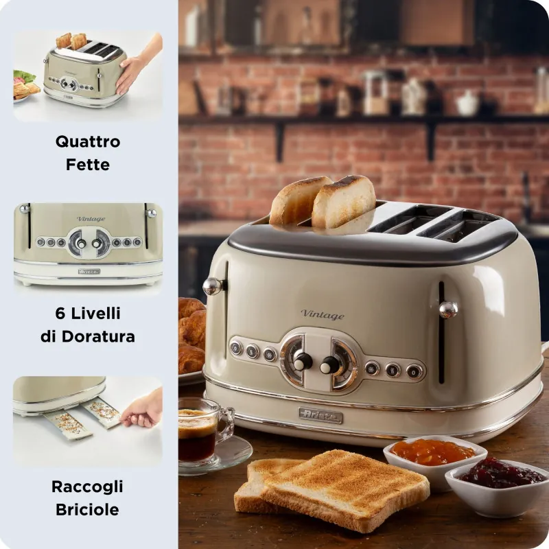 Toaster 4 slices Vintage Beige