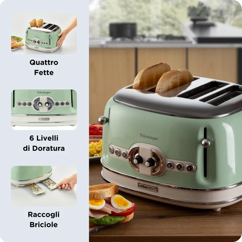 Toaster 4 slices Vintage Green